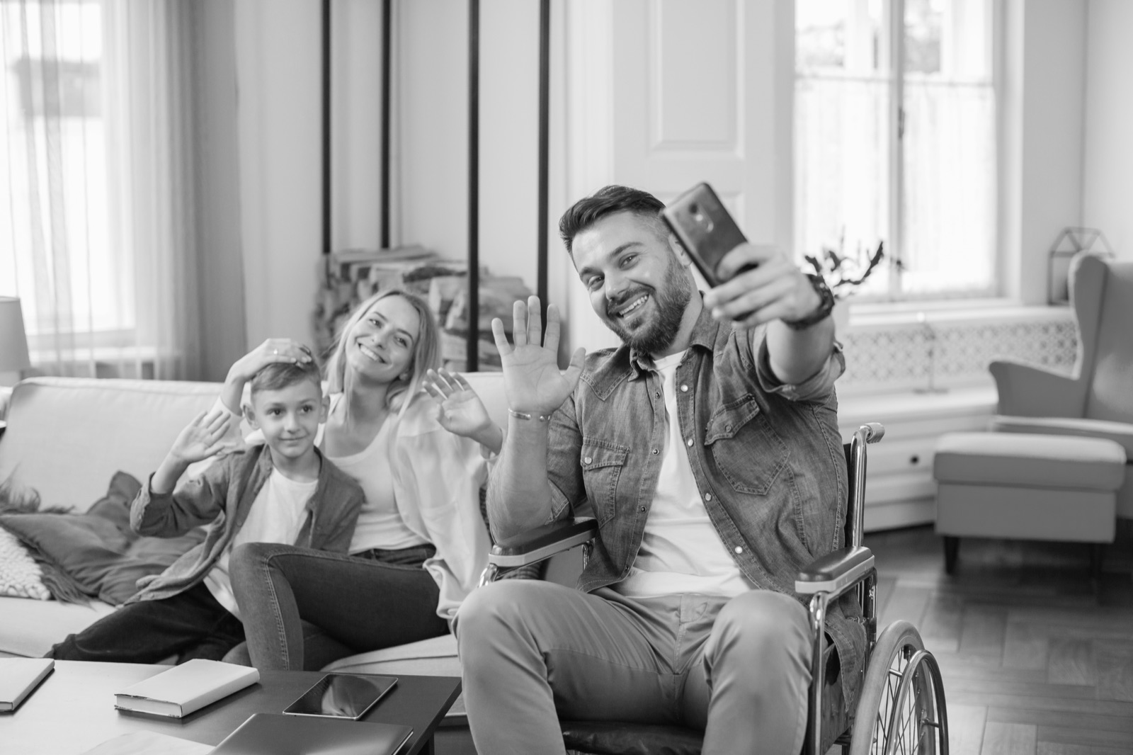 A family caregiver with their loved one at home